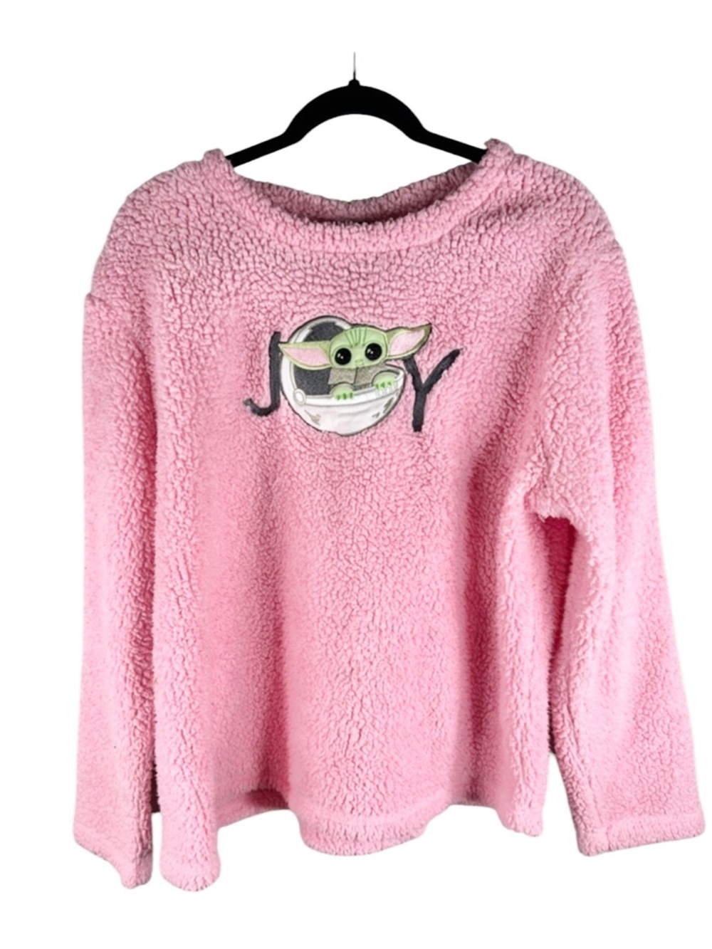Disney Star Wars Women's Bubble Gum Pink Sherpa Grogru Sweatshirt Size Large